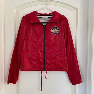 Papaya Full Zip Hooded Long Sleeves Windbreaker Red Jacket Women's Size L